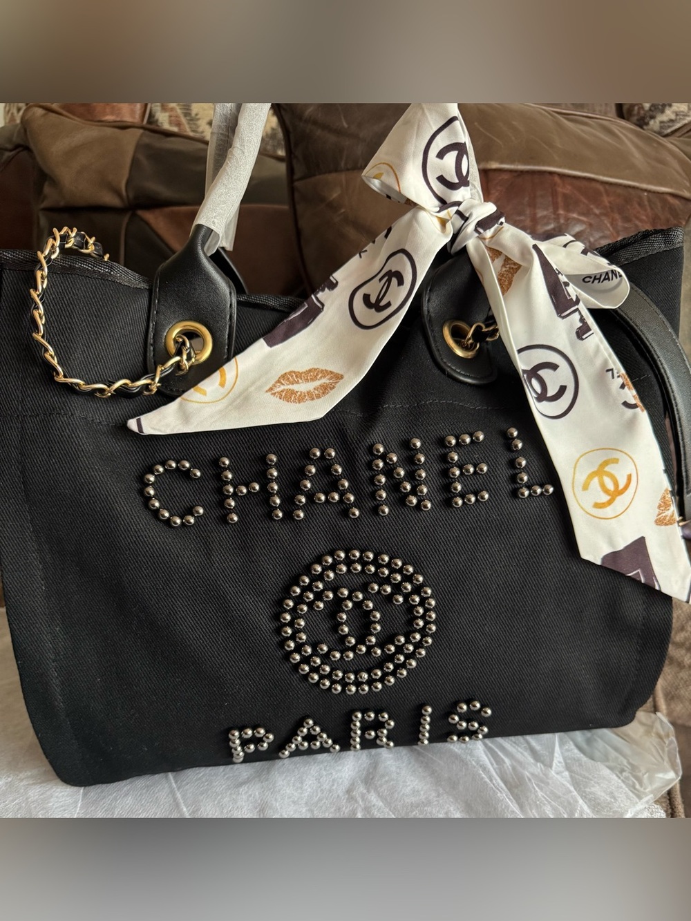 🖤💛🖤SALE‼️BRAND NWT ‼️GORGEOUS FASHION PEARL CANVAS TOTE💛
